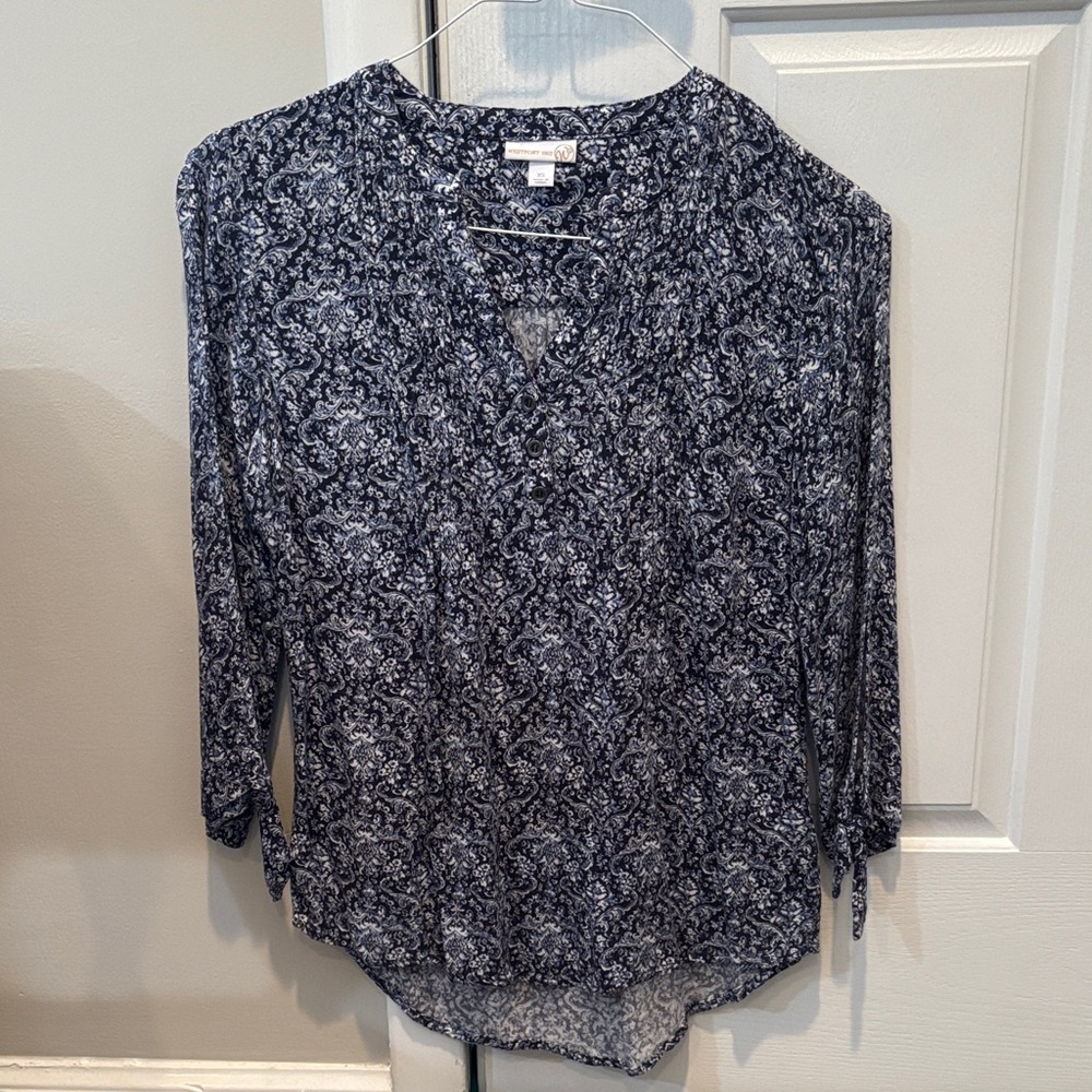 Elegant Navy Floral Blouse